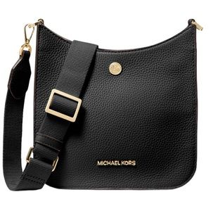 MICHAEL KORS Women’s Briley Small Pebbled Leather Messenger Bag in black